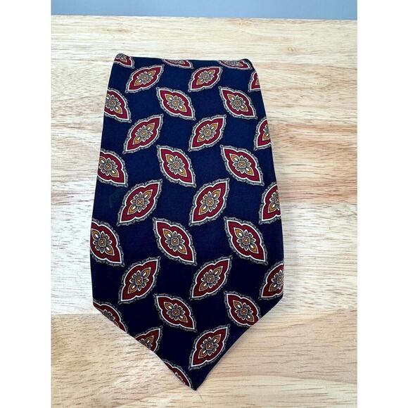 Brooks‎ Brothers BFS Men's Silk Blue Red All Silk Geometric Design Neck Tie - Picture 1 of 3